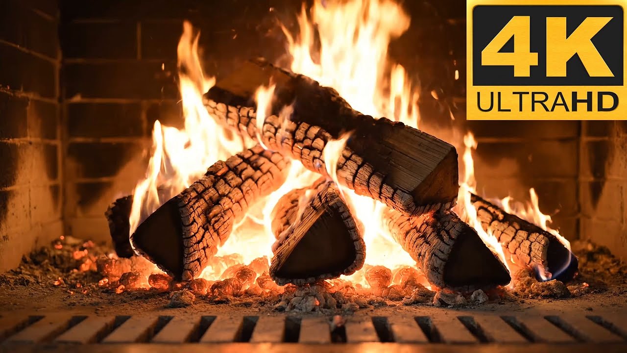 The Best Crackling Fireplace 8 Hours 4K - Real Burning Logs, No Music, Perfect for TV & Background