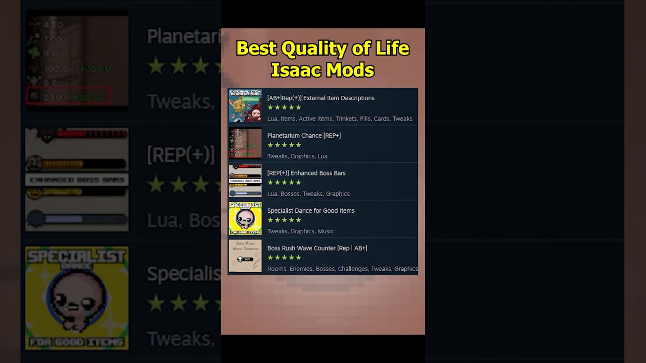 The BEST Quality of Life Isaac Mods