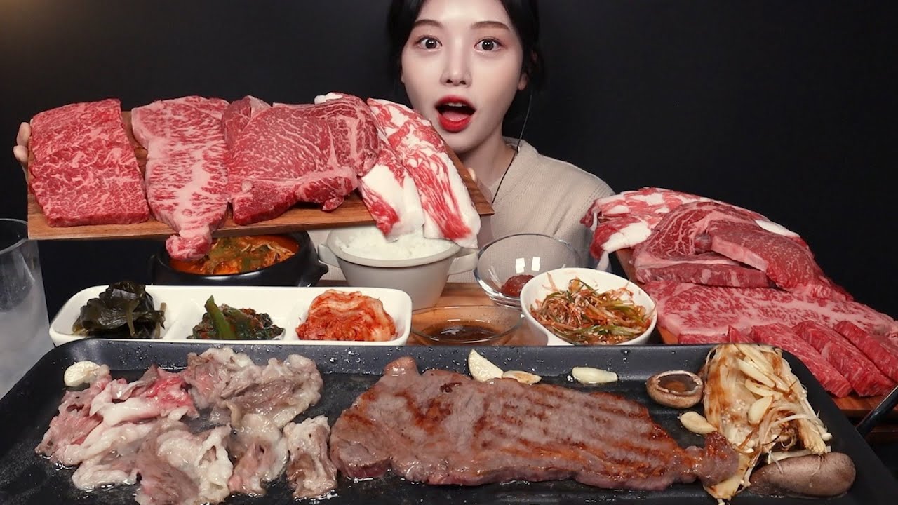SUB)육즙팡팡 한우 소고기 먹방! 차돌박이 채끝 등심 살치살에 된장찌개까지 한식 리얼사운드 Korean Beef Mukbang Asmr