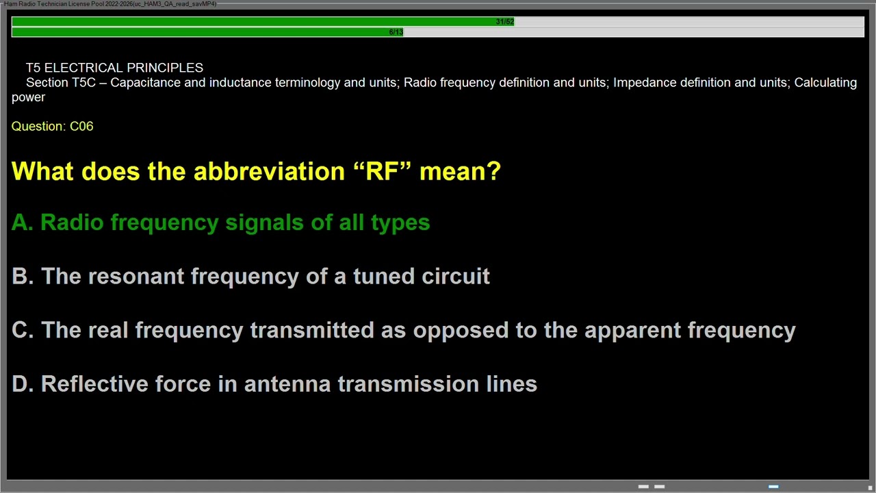 NEW-Ham Radio Technician license exam   SUB ELEMENT T5   ELECTRICAL PRINCIPLES #ham #hamradioexam