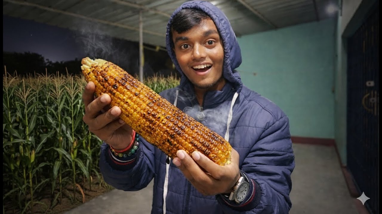 We baked hot corns in our yard 🔥🌽 | Very tasty 😍
