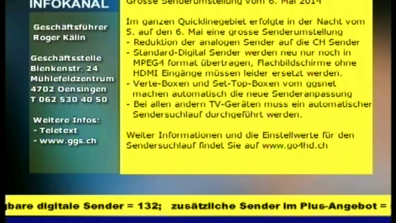 ggs infokanal, Informationen zur analogen TV Abschaltung, 09.05.2014