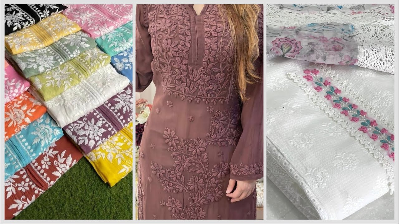 Lucknowi Chikankari Kurti Suit & Palazzo 👗 Hand Embroidery Wholesale Price | Nisha Chikan Art Luckno