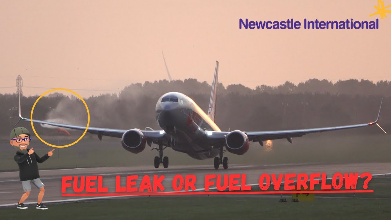 Newcastle International Airport | Jet2 | Fuel Leak or Fuel Overflow or something else?