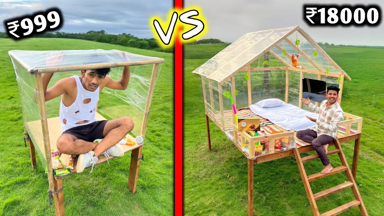 Overnight Survival Challenge || Low Budget Transparent House Challenge 🏠 ₹999 VS ₹18000
