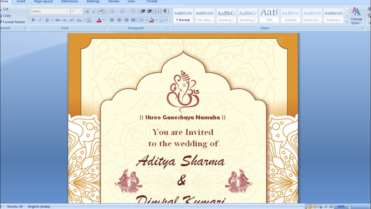 MS Word Me Invitation Card Kaise Banaye | Create Invitation Card in MS Word | Invitation Card Design