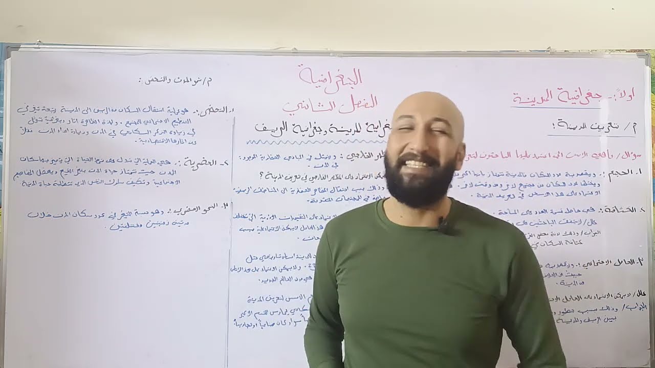 الجغرافية للسادس الادبي المحاضرة (12) م/ (تعربف المدينة ونمو المدن والتحضر )