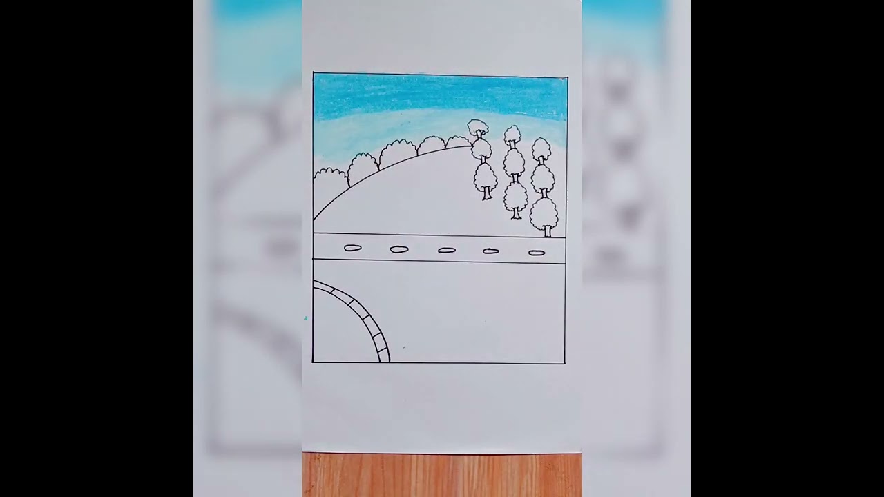 Cara menggambar pemandangan warna warni||draw simple