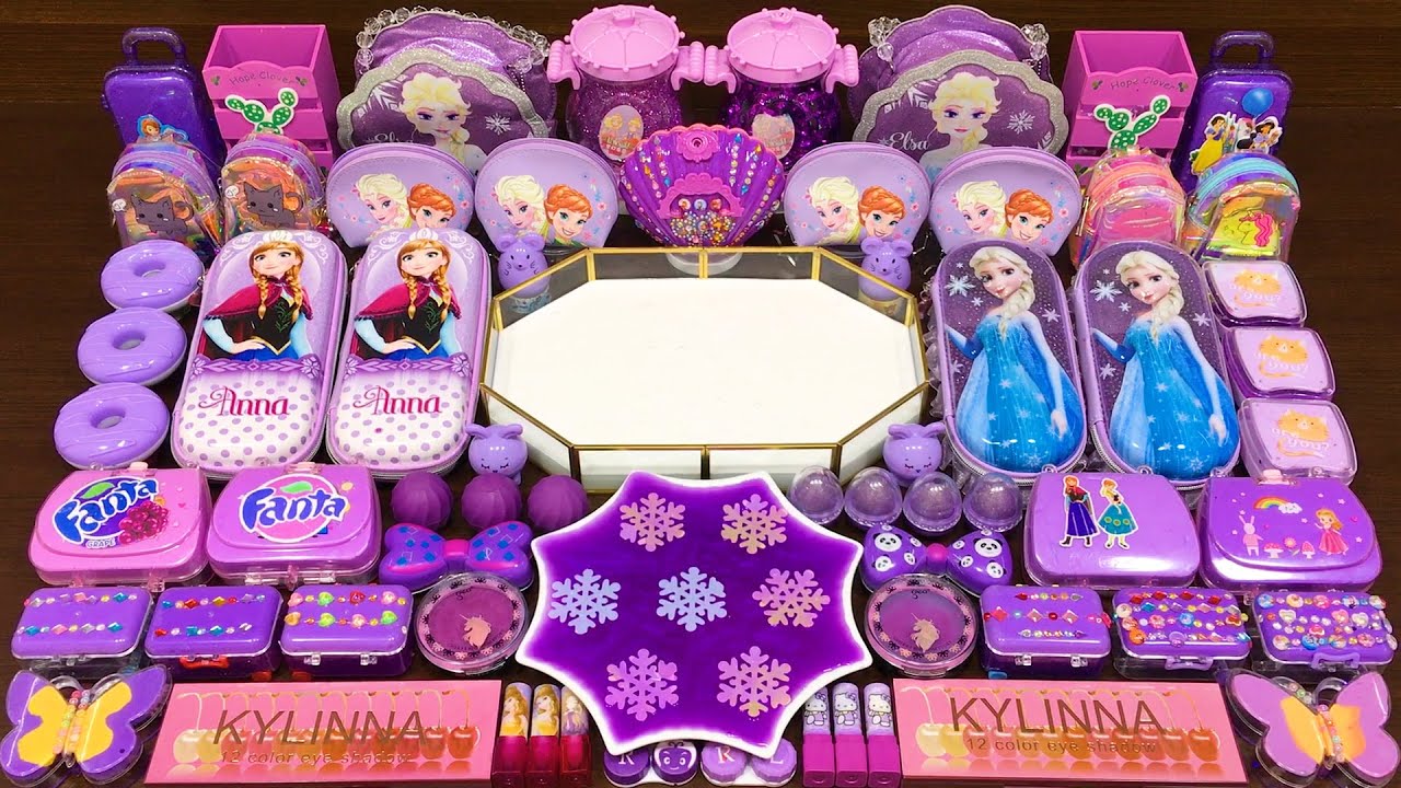 PURPLE ELSA vs ANNA ! Mixing Random Things into GLOSSY Slime ! Satisfying Slime Video #198