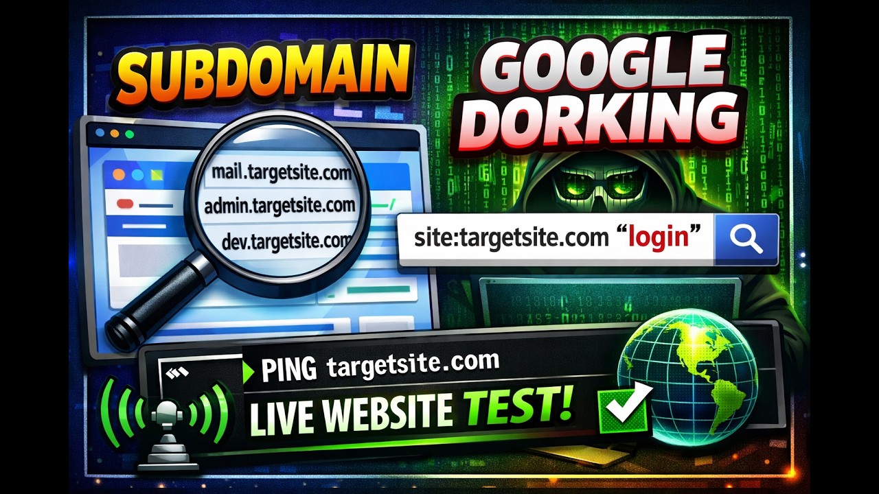 Subdomain Finder + Google Dorking | Test Live Websites with Ping!
