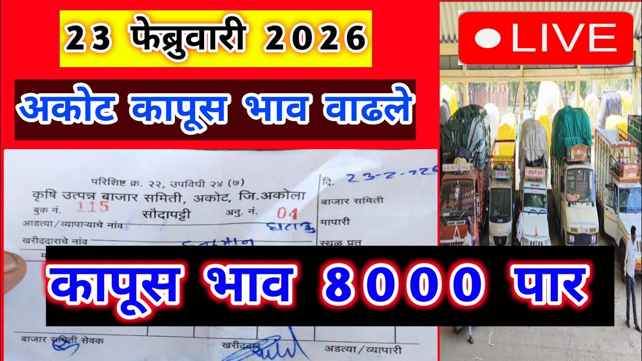 🔴23 फेब्रुवारी 2026।अकोट कापूस भाव वाढले |selu Kapus bajar bhav।Kapus Bhav Today|कापूस  भाव आजचे|