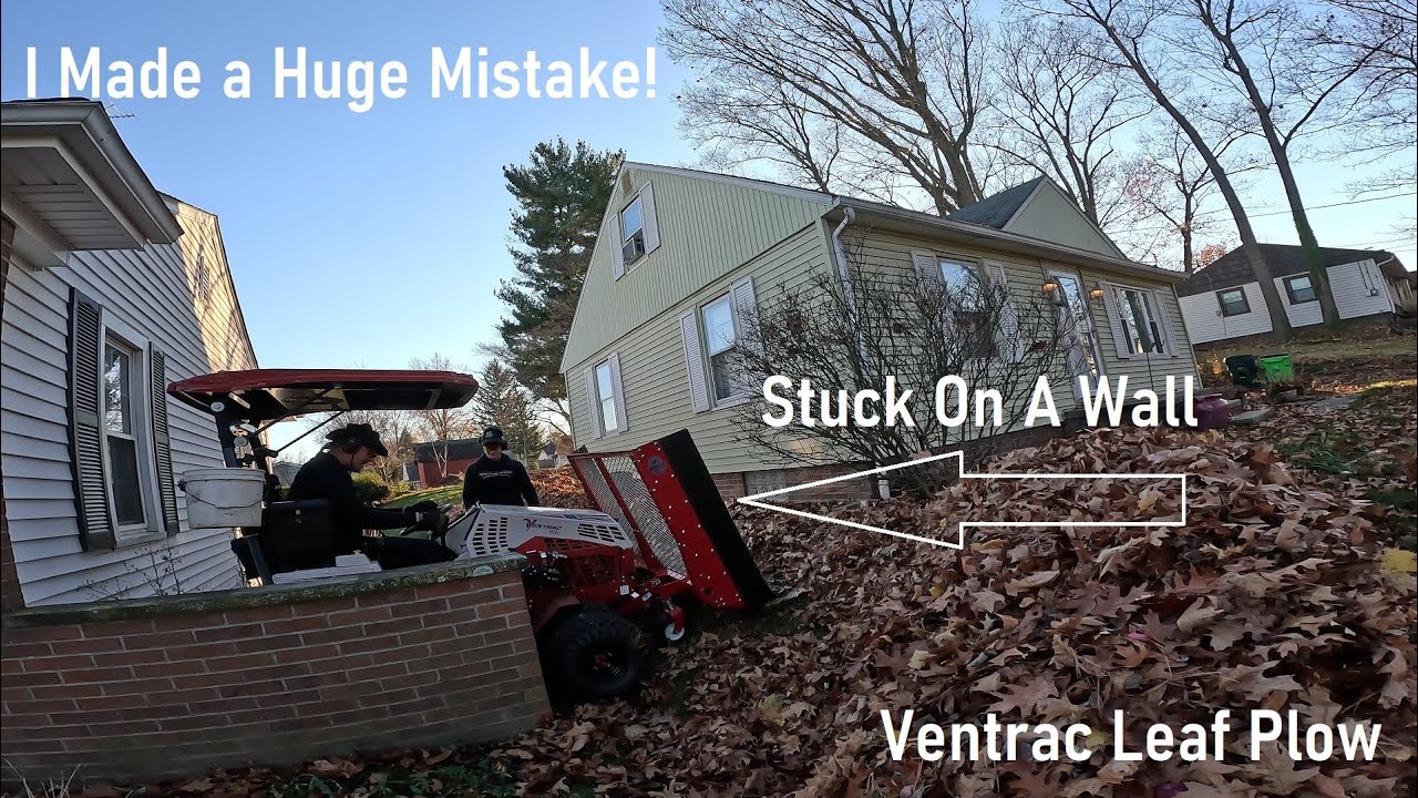 Fall Leaf Cleanup || Tricky Property Layout || Ventrac Leaf Plow