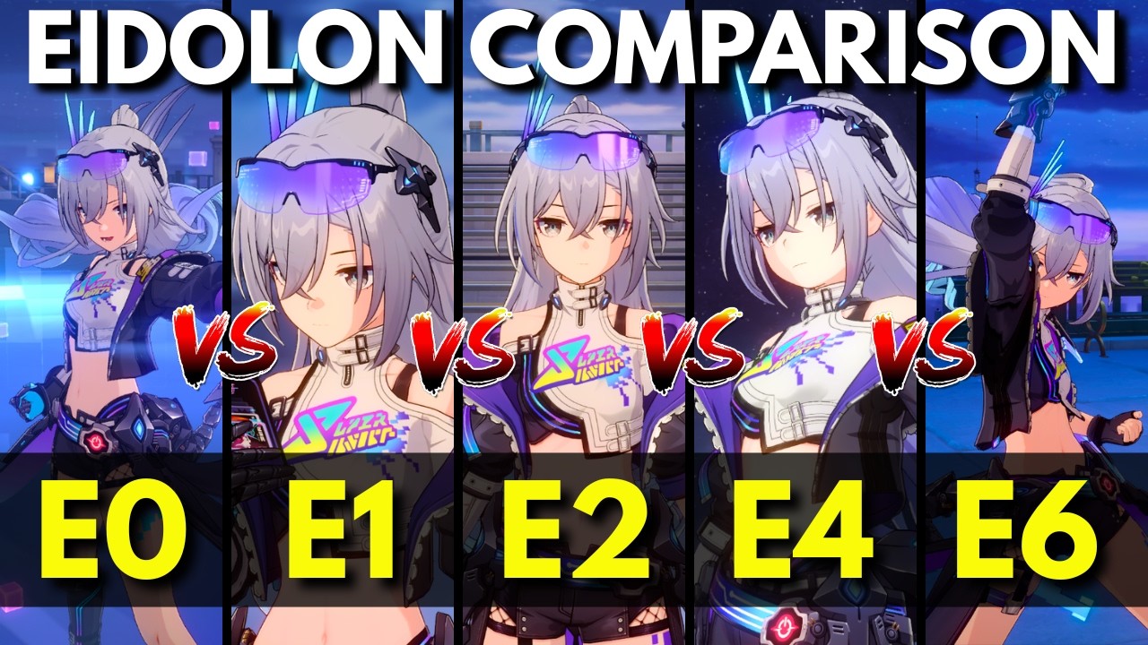 Silver Wolf LV999 Eidolon Comparison | E0 vs E1 vs E2 vs E4 vs E6 | AA | Honkai Star Rail 4.2