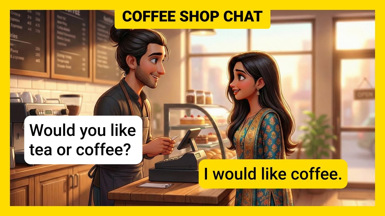Basic English Conversation Practice | Coffee Shop Chat |  English for Beginners