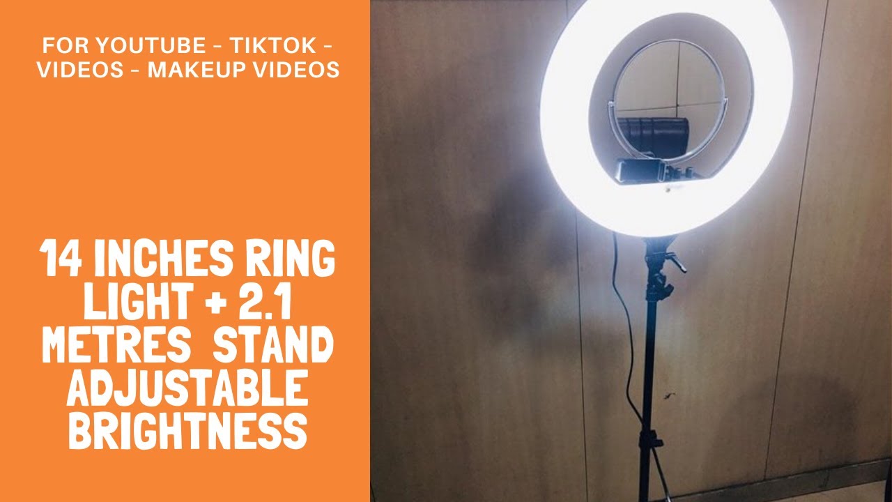 14 Inches Ring Light + 2 1 Metres Stand Adjustable Brightness for YouTube &ndash; TikTok &ndash; Videos &ndash; Makeup