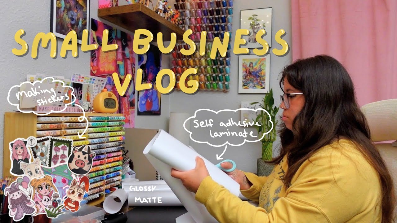 Small business vlog | making products for shop launch, testing new sticker paper, product line up✨