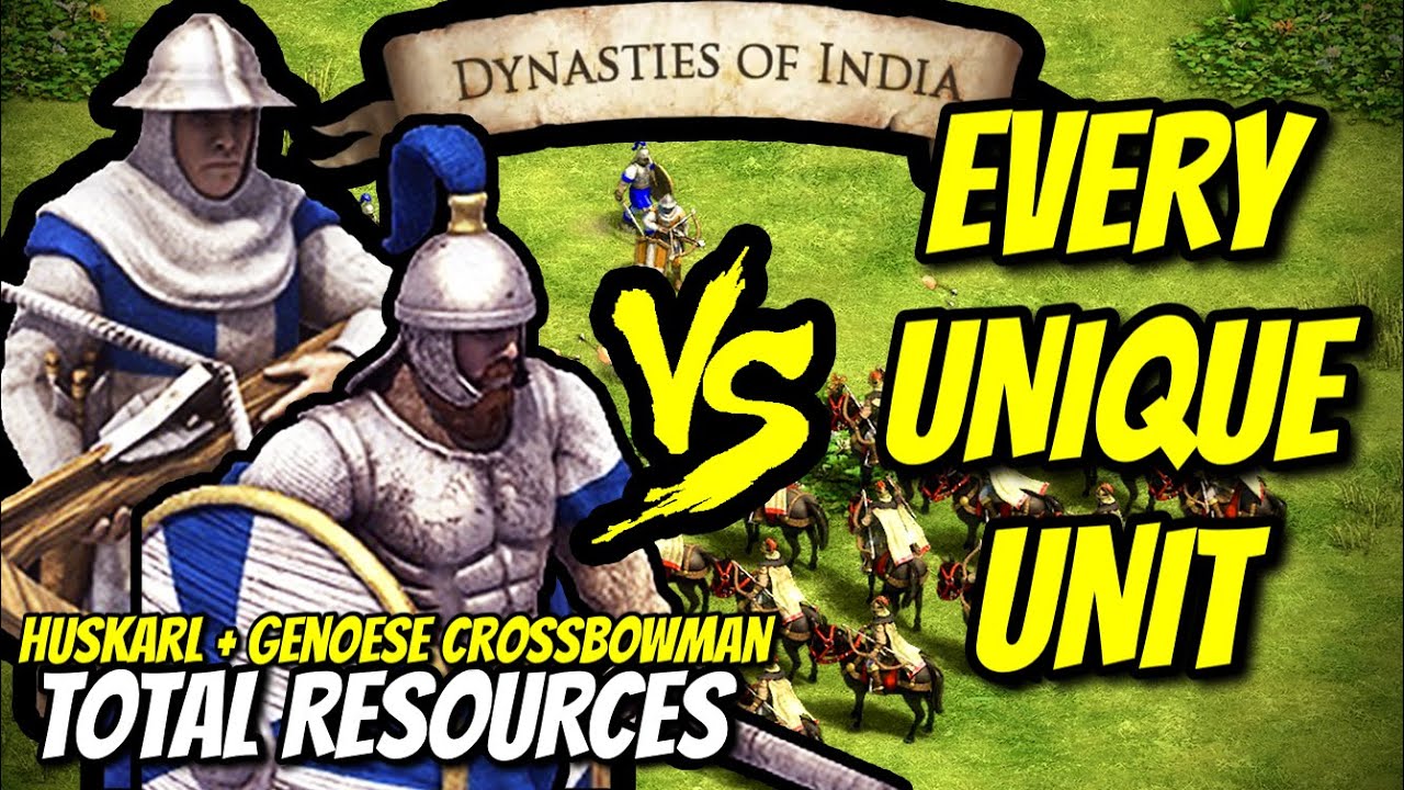 HUSKARL + GENOESE CROSSBOWMAN vs EVERY UNIQUE UNIT (Total Resources) | AoE II: DE