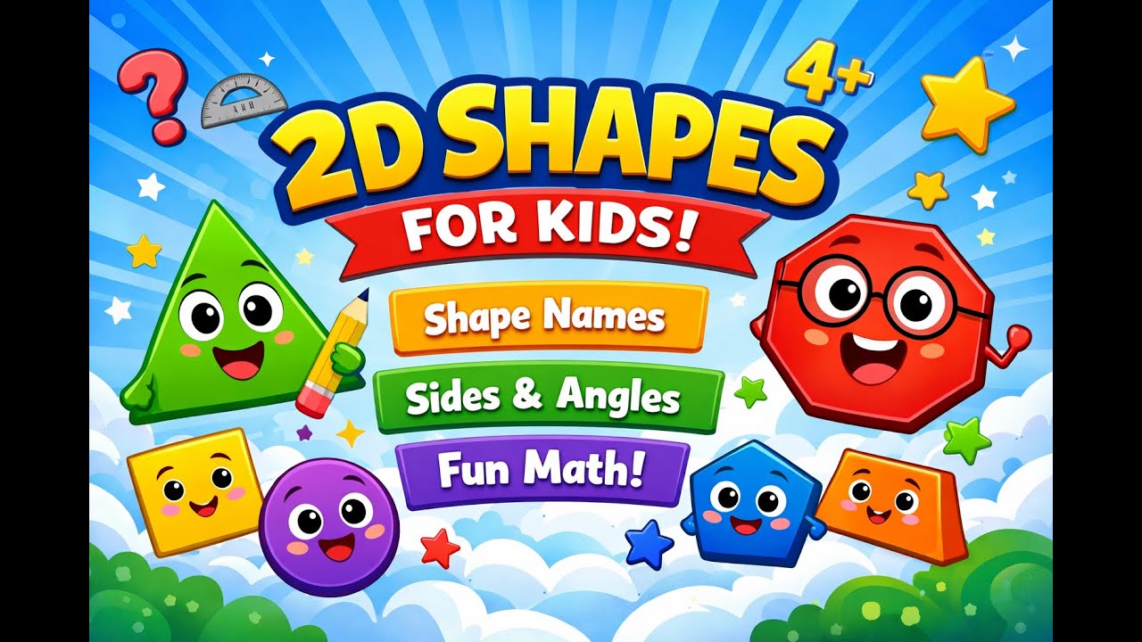 2D Shapes for Kids | Learn Shape Names, Sides & Angles | Fun Math for Children