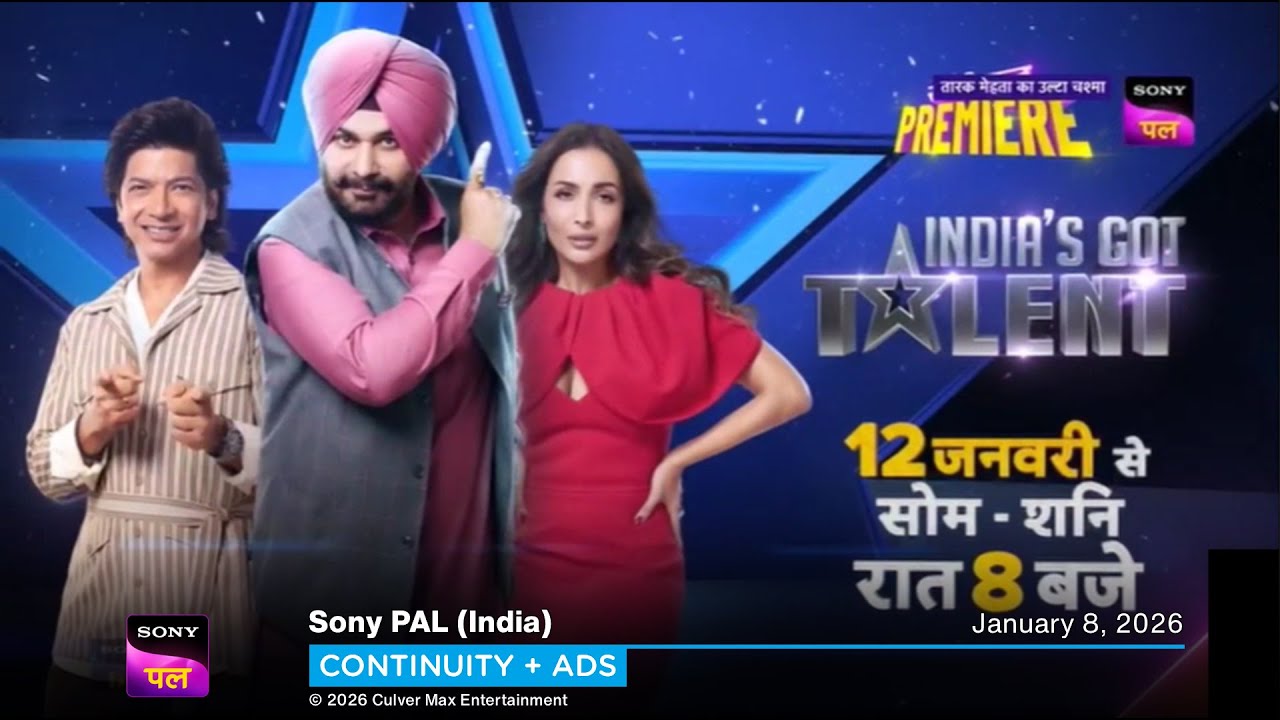 Sony PAL (India) continuity + ads | January 8, 2026