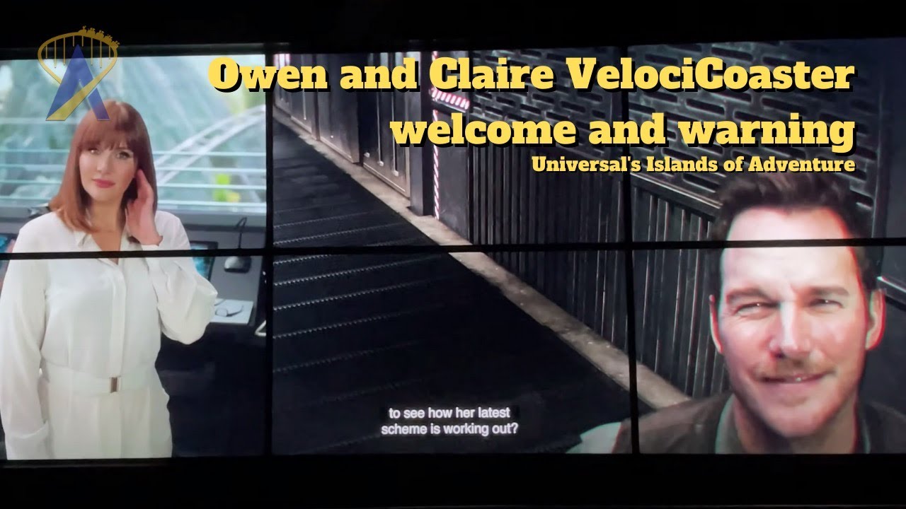 Owen and Claire Warn/Welcome VelociCoaster Guests to the Ride - Universal Orlando