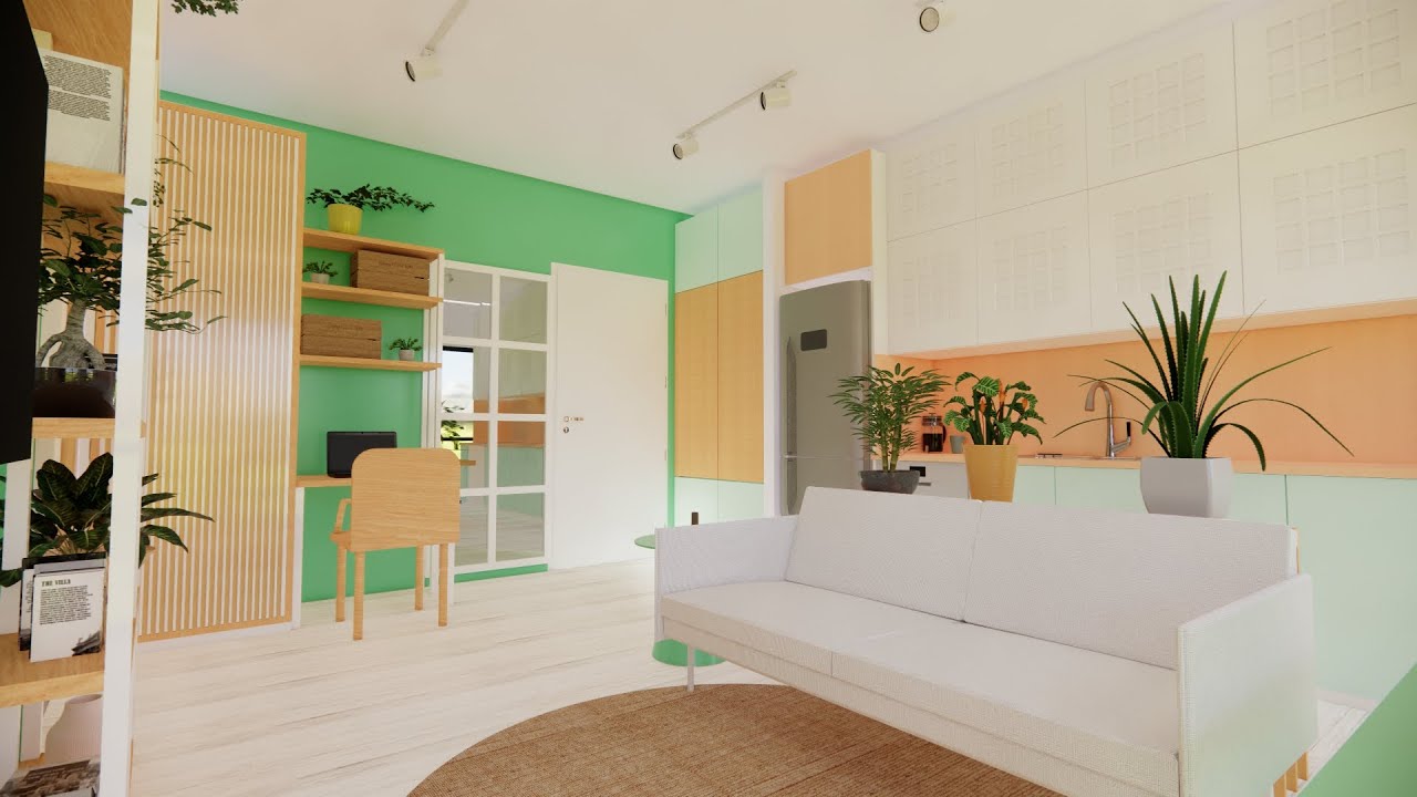 MODERN STÜDYO DAİRE İÇ MİMARİ TASARIM TURU -  Enscape 3.0 Mimari Animasyon 36 m2 1+0 Ev  Turu