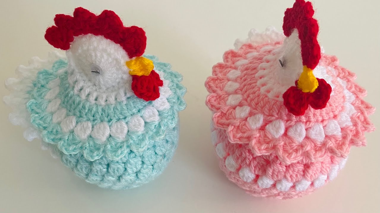 Galinha porta bombom em crochê ou porta chá modelo multiuso rápida e fácil