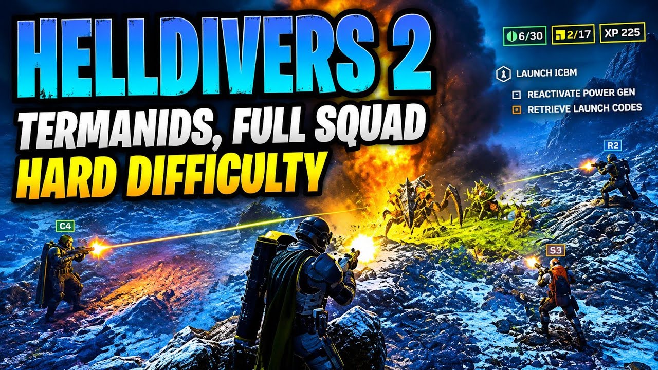 HELLDIVERS 2, termanids, full squad, hard difficulty #helldivers2 #ps5 #termanids
