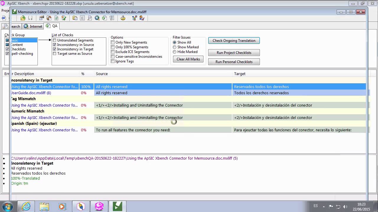 ApSIC Xbench Connector for Memsource