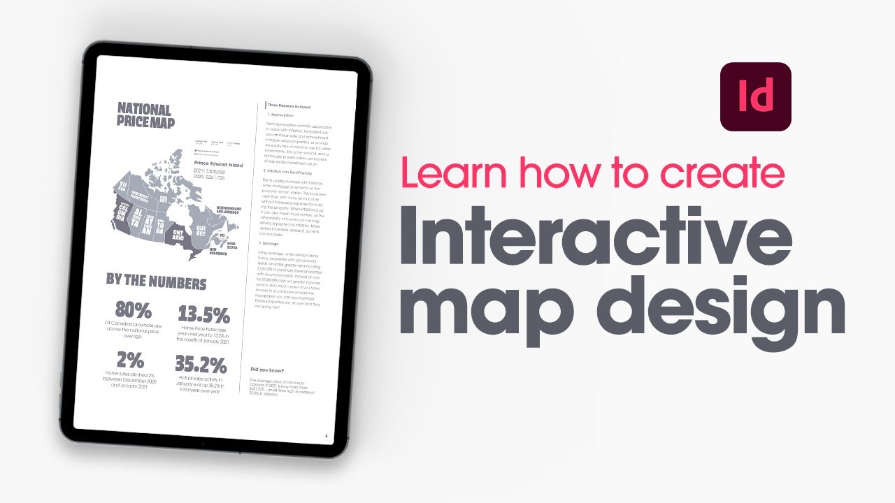 Create a digital magazine layout with an interactive map in Adobe InDesign
