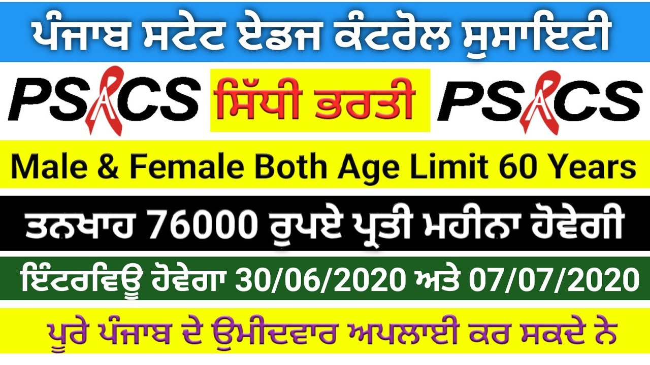 Punjab Latest New recruitment 2020,PSACS Recruitment 2020,Job Alerts By Hardeep,