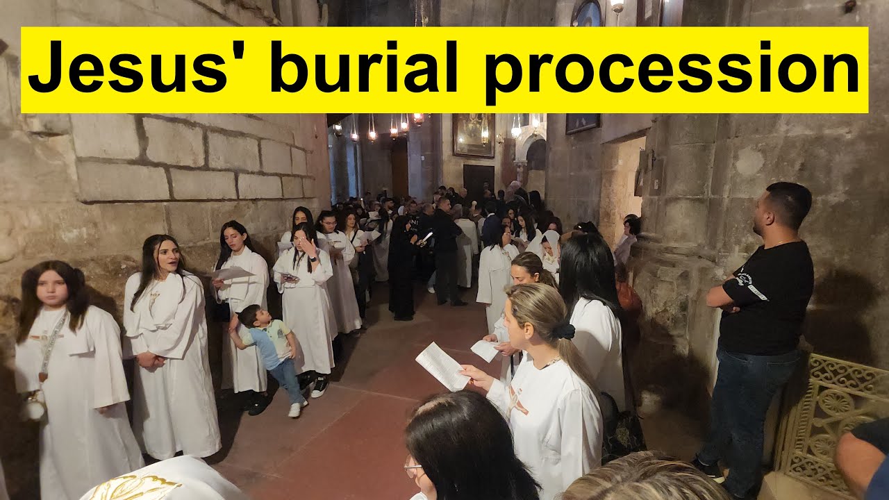 Good Friday - Coptic Orthodox funeral procession at the Church of the Holy Sepulchre in Jerusalem
