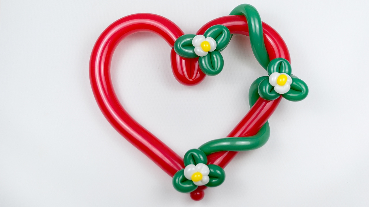 Heart with flowers of balloons