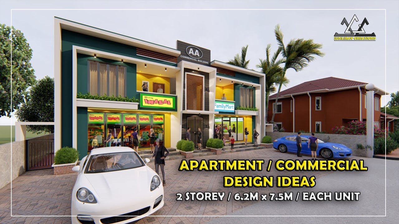 Apartment Design with Commercial Space | 2 Storey / 7.5M × 6.2M each unit | by: junliray creations