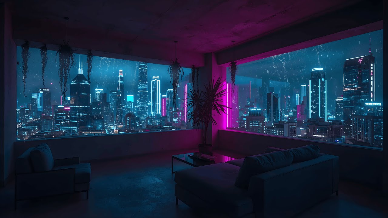 Neon Rain Above Shibuya Skyline | Relaxing Lofi Music for Deep Focus | 4K