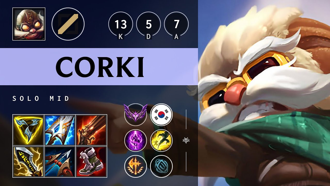 Corki Mid vs Ahri: Triple Kill, Rampage - KR Master Patch 14.23
