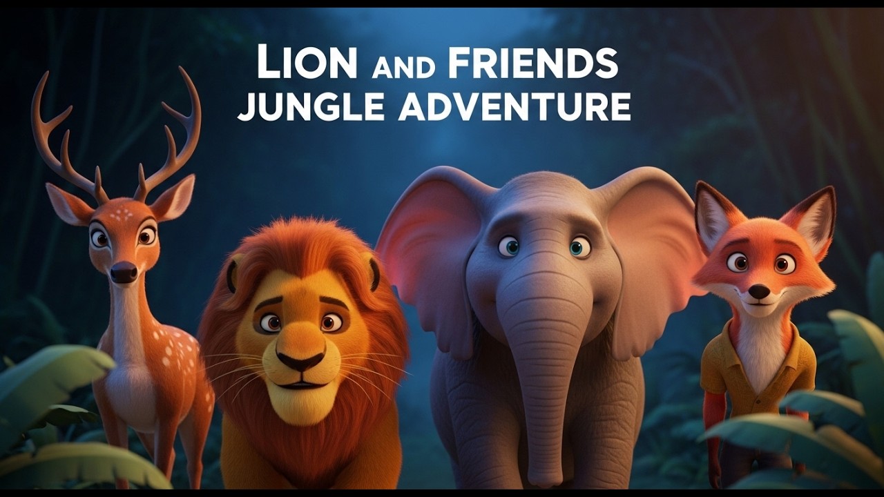 Lion and Friends Jungle Adventure  Kids Cartoon with Elephant, Deer & Fox