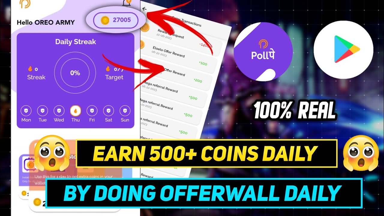 Pollpe App Offerwall Complete Kaise Kare |Unlimited Coins Trick | Free Paytm Cash & Google Gift Card