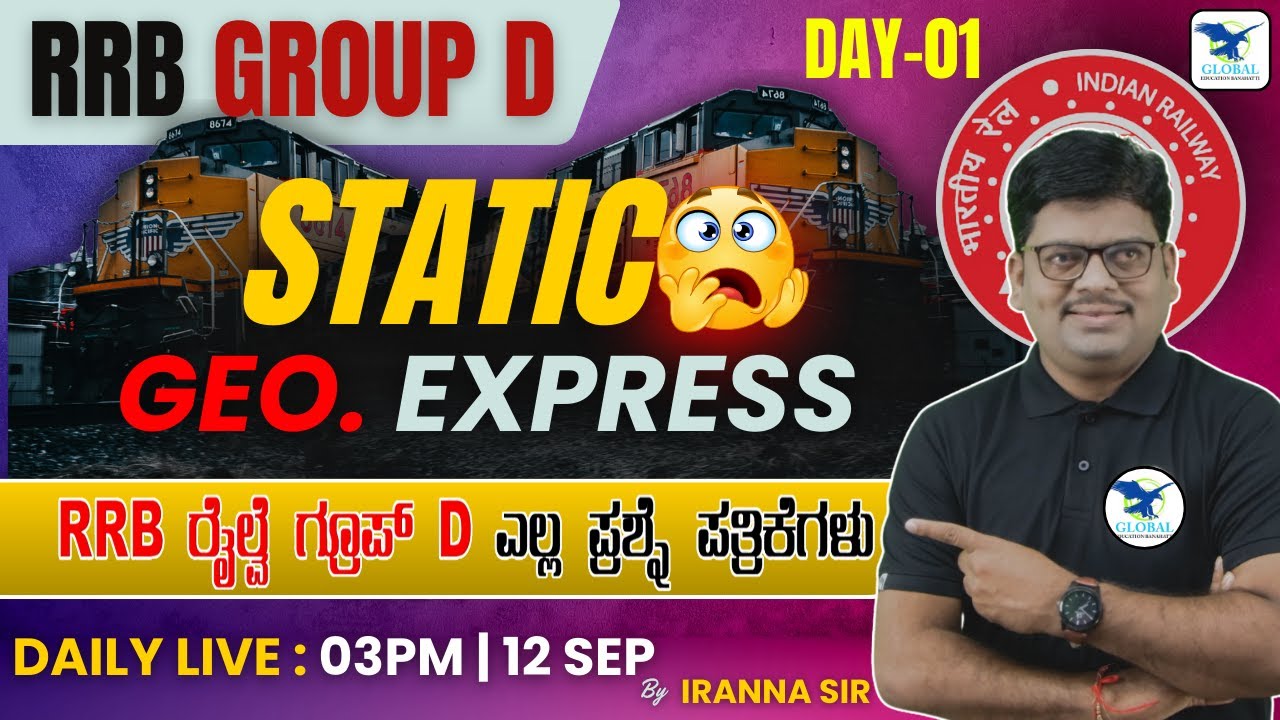 RRB GROUP-D IN KANNADA | GEO- PYQ'PS SERIES | DAY-1 | BY - Iranna Sir