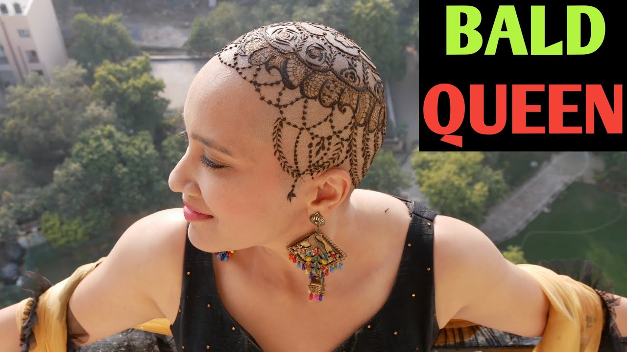 Henna mehndi crown | Bald girl 2021 | Headshave woman Richa | Women hair design | Feedfit couple