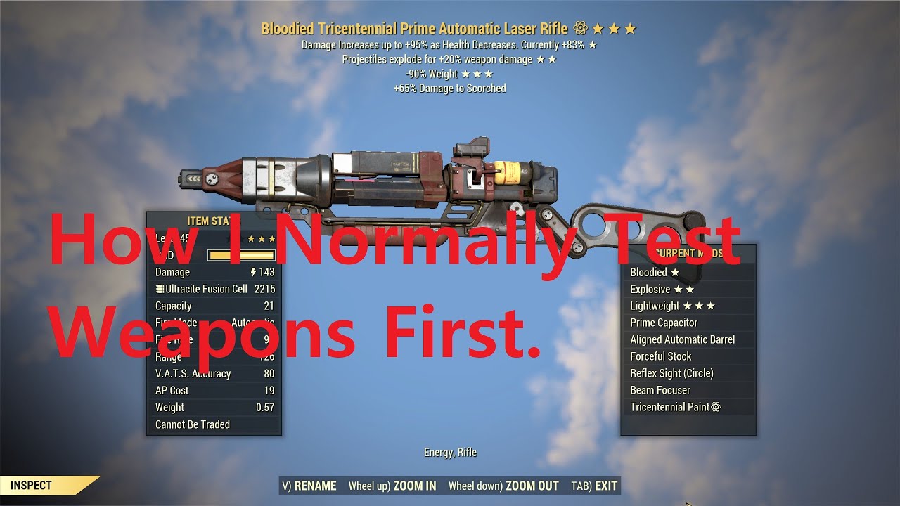 Fallout 76: Testing The Laser Rifle With Different Effects.