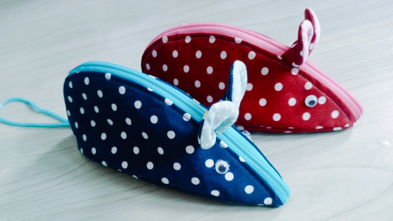 Cute Pen or Pencil Case DIY | Mouse Pouch Tutorial | FREE DOWNLOAD PATTERN