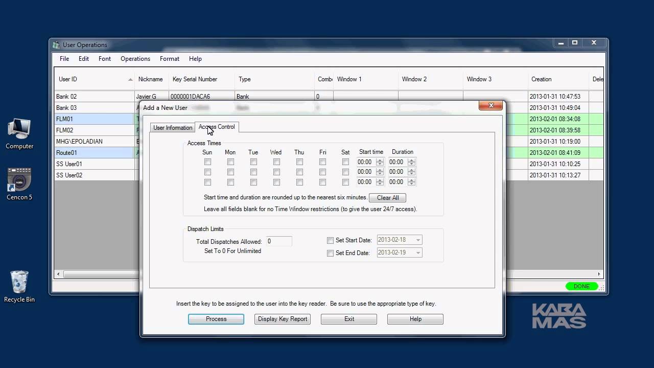 Cencon 5 Software Operation - Add Users