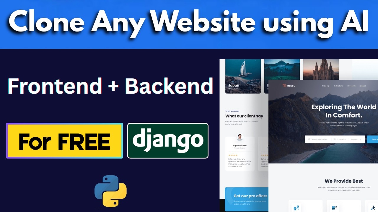 How to Clone ANY Website using AI & Django for FREE | Frontend + Backend
