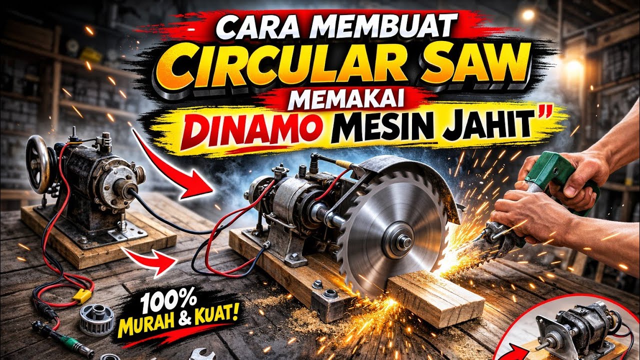CARA MEMBUAT CIRCULAR SAW PAKAI DINAMO MESIN JAHIT