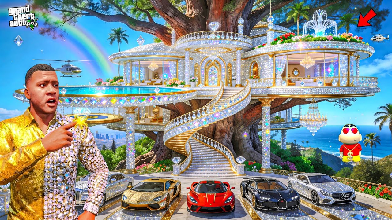 Franklin Built a BILLIONAIRE! Diamond & Gold Luxury House in GTA 5 | SHINCHAN and CHOP