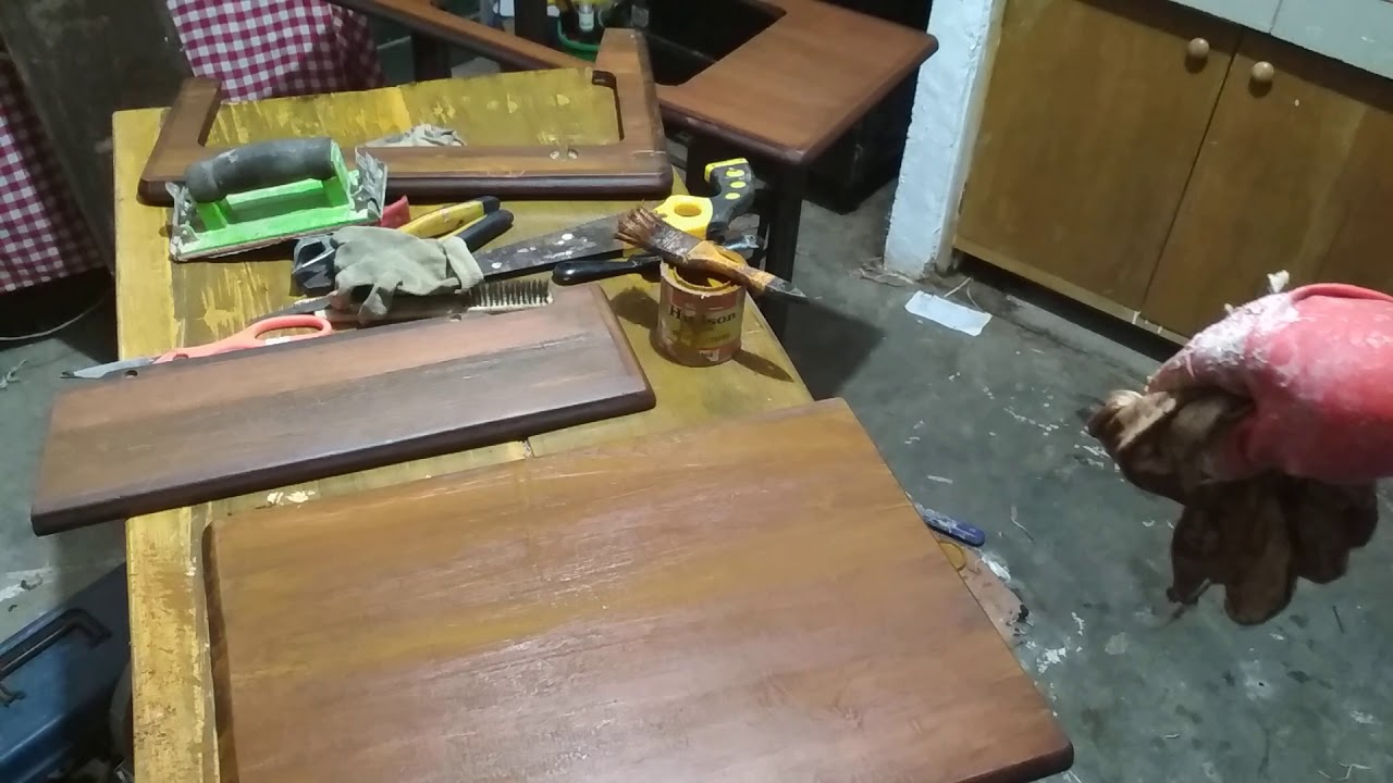 How to make Hardwood out of Plywood . Vintage Singer sewing machine Cabinet restoration