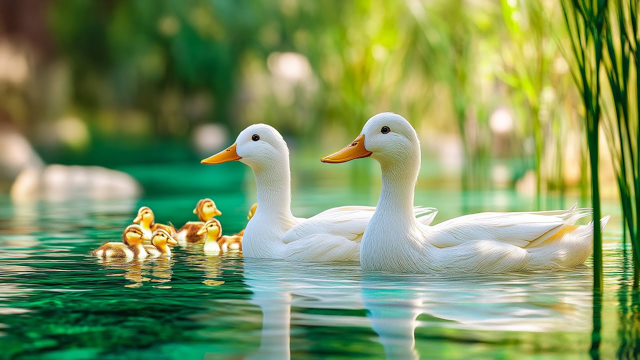 Спокойная утиная семья 🦢 Кристально чистая изумрудная вода и нежное фортепиано для мгновенного сн...