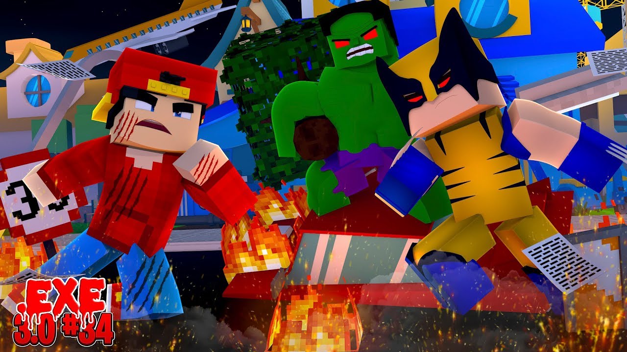 Minecraft .EXE 3.0 #34 - ROPO vs WOLVERINE .EXE & THE HULK .EXE!!