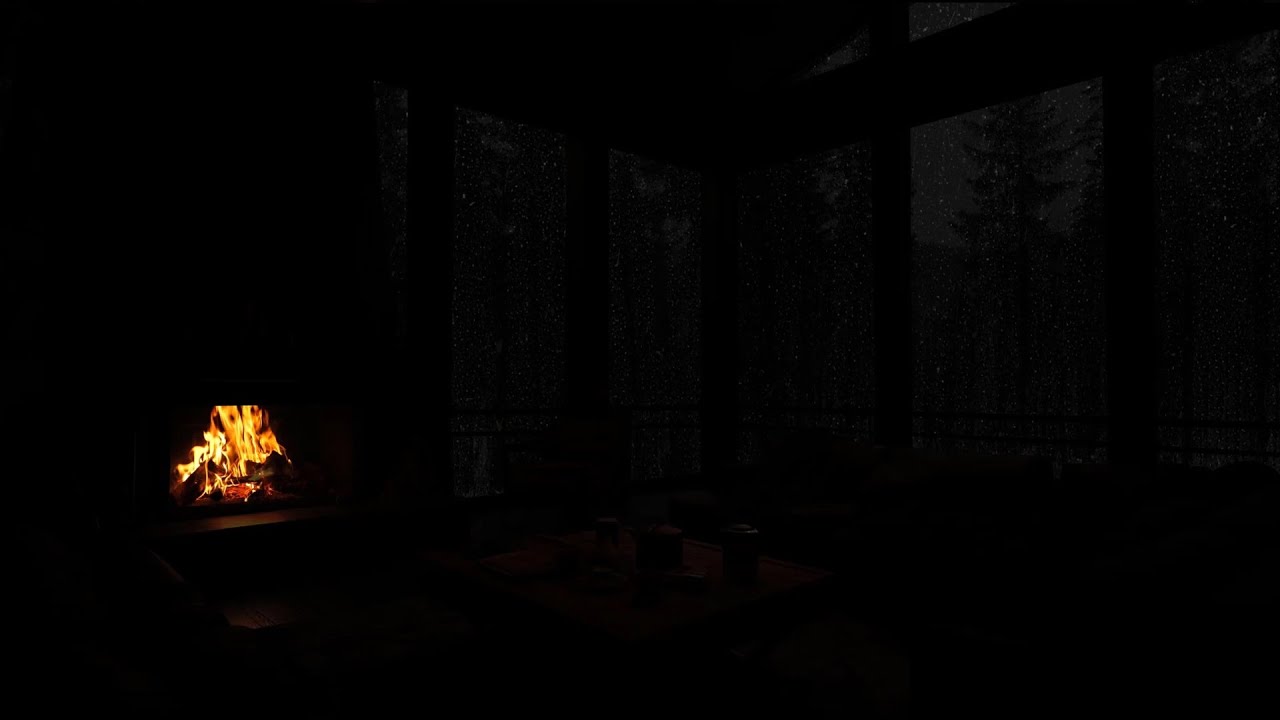 Thunderstorm,Rain & Crackling Fireplace in a Cozy Cabin🔥Perfect Ambience for Sleep & Relaxation😴