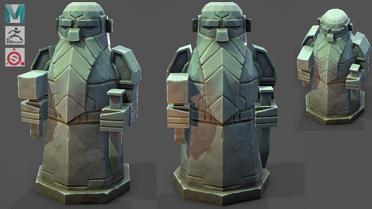 Making a stylized statue with Autodesk Maya, Zbrush, and Substance Painter